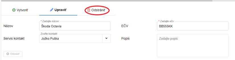 kniha jázd odstrániť vozidlo