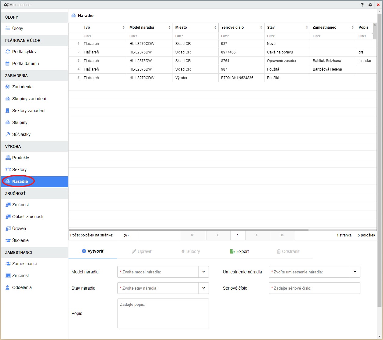 maintenance náradie