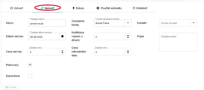 servis upraviť